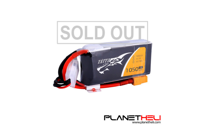 Tattu 1050mAh 11.1V 75C 3S1P Lipo Battery Pack with XT60
